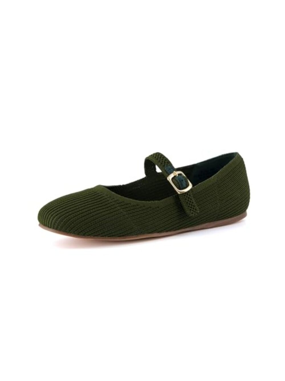 Mary Jane Knit Flat Stretchy Textured Fabric Adjustable Strap Memory Foam Wide
